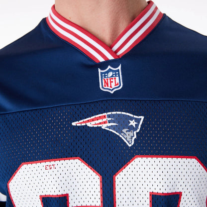The Male model is wearing New England Patriots NFL Dark Blue Mesh T-Shirt 2