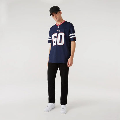 The Male model is wearing New England Patriots NFL Dark Blue Mesh T-Shirt 5