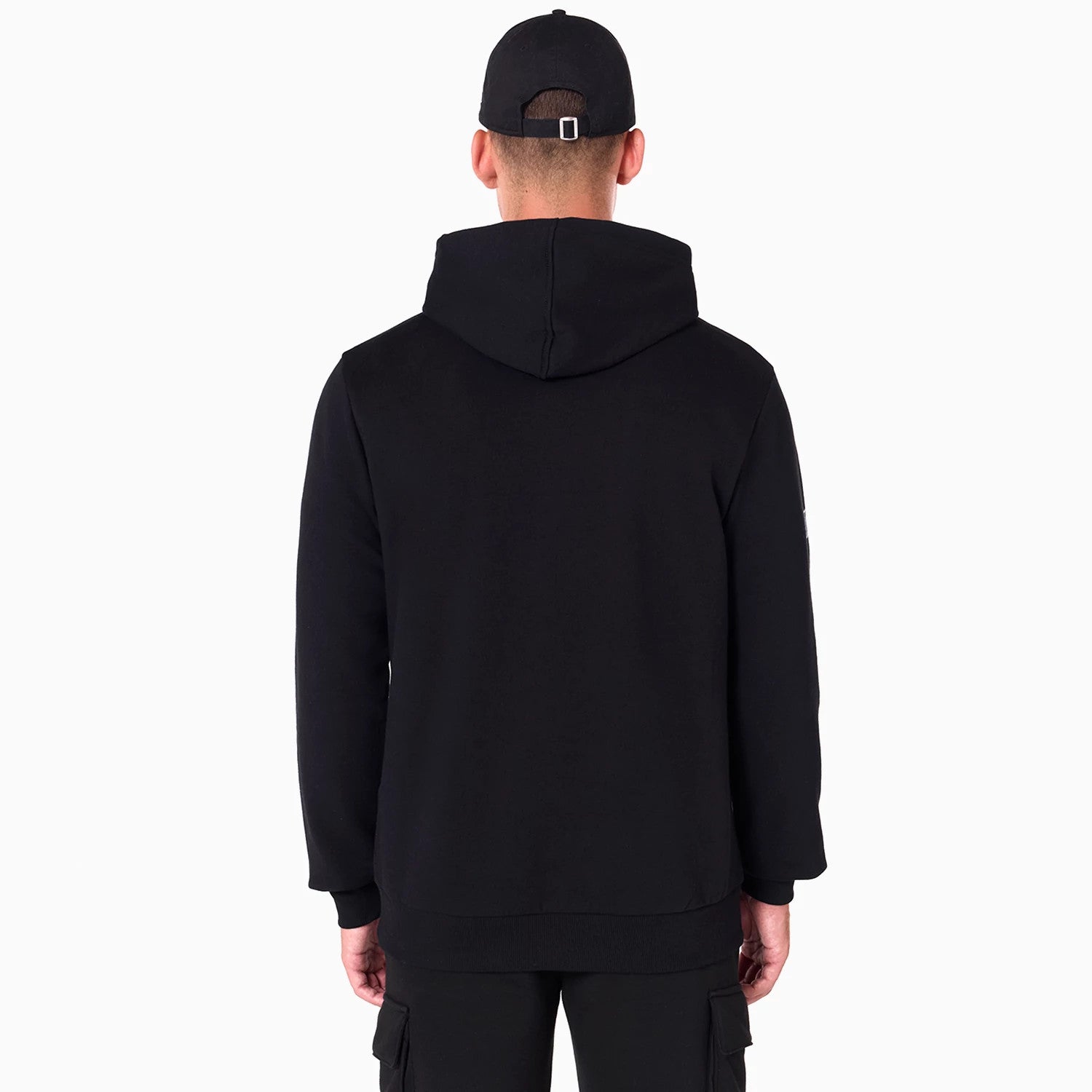 The Male model is wearing NFL Shield Logo NFL Black Pullover Hoodie 2