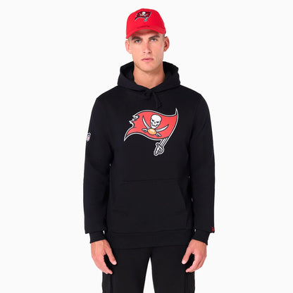 The Male model is wearing Tampa Bay Buccaneers NFL Black Pullover Hoodie 1