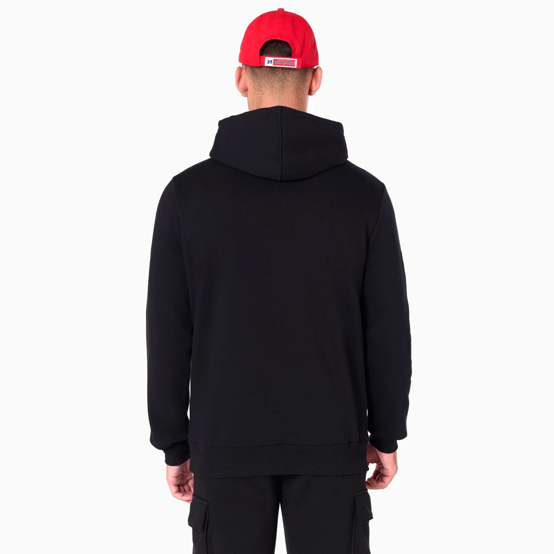 The Male model is wearing Tampa Bay Buccaneers NFL Black Pullover Hoodie 2