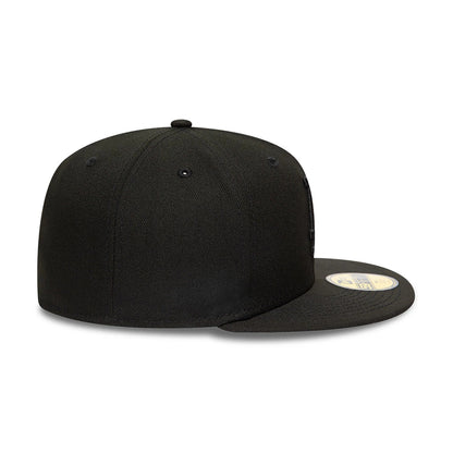 This is a LA Dodgers MLB Black on Black 59FIFTY Fitted Cap 7
