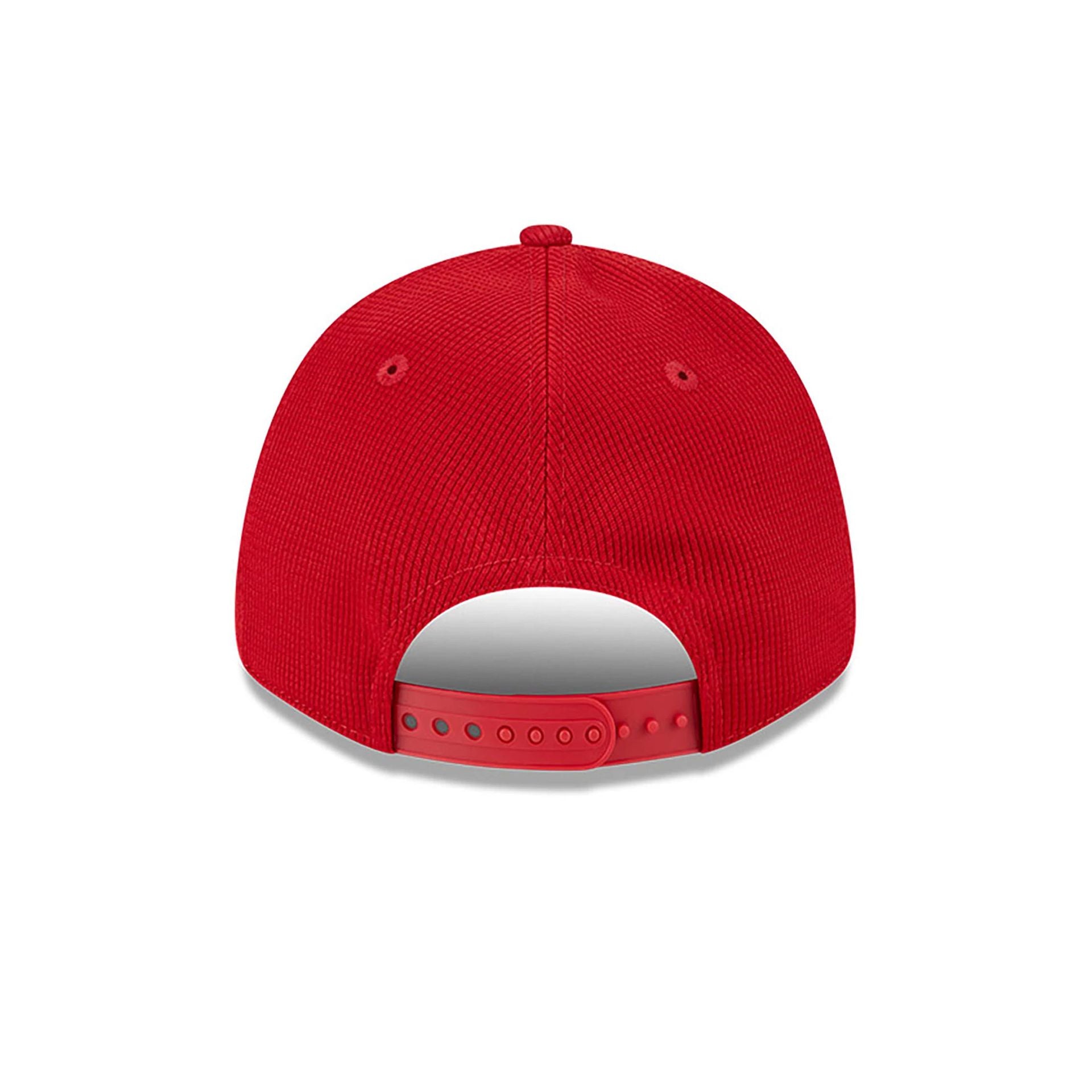 This is a Cincinnati Reds MLB Batting Practice Red 9FORTY Stretch Snap Adjustable Cap 5