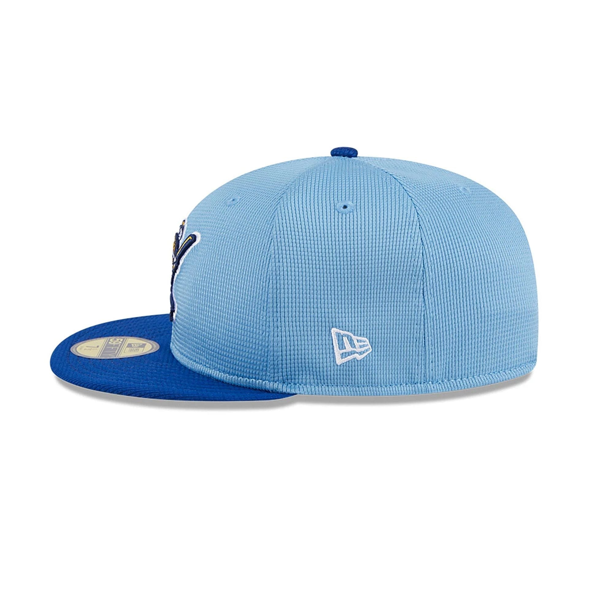 This is a Milwaukee Brewers MLB Batting Practice Light Blue 59FIFTY Fitted Cap 7