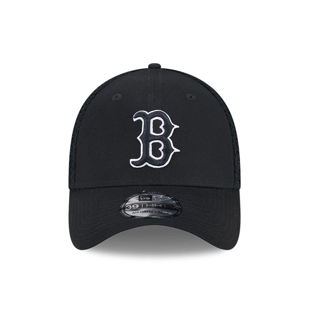 Pictured is this MLB Evergreen Neo Boston Red Sox 39THIRTY Stretch Fit cap in black. 3