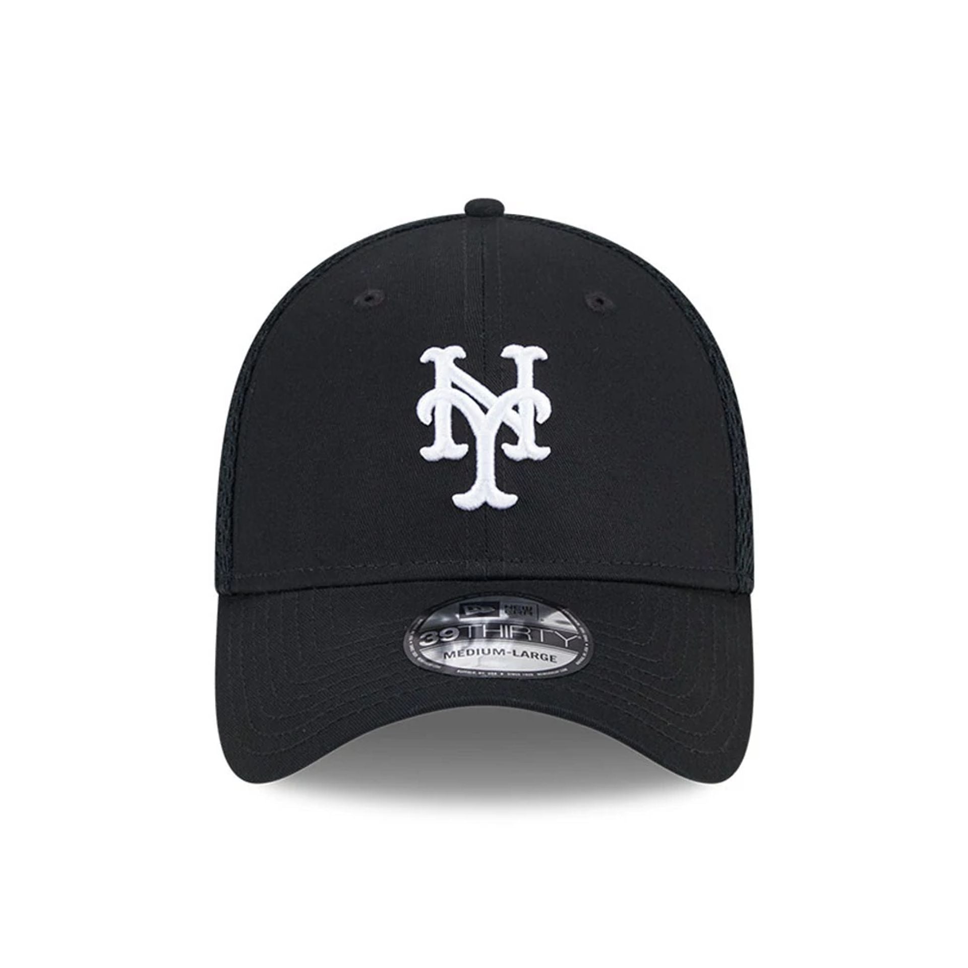 Pictured is this MLB Evergreen Neo New York Mets 39THIRTY Stretch Fit cap in black. 3