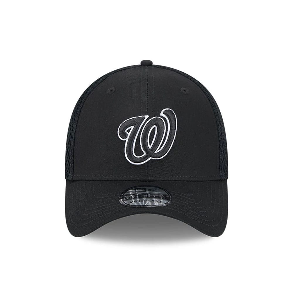 Pictured is this MLB Evergreen Neo Washington Nationals 39THIRTY Stretch Fit cap in black. 3