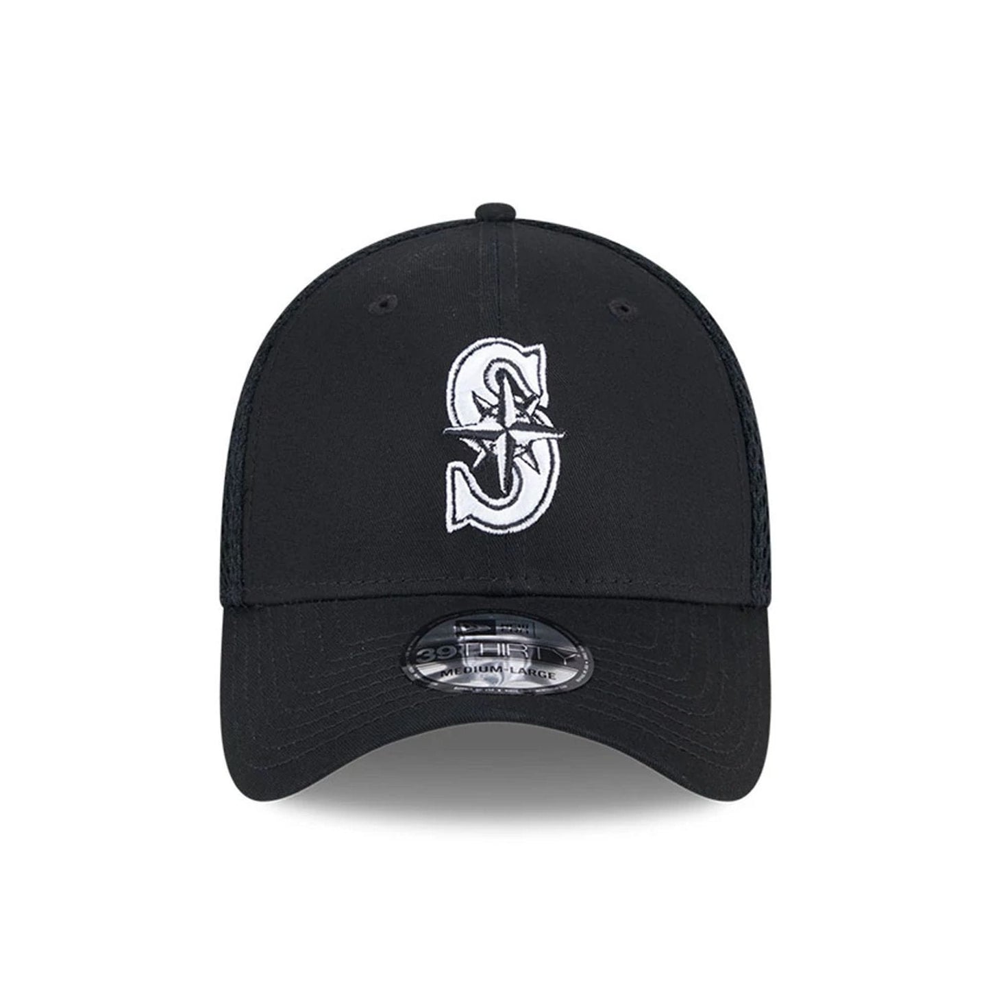 Pictured is this MLB Evergreen Neo Seattle Mariners 39THIRTY Stretch Fit cap in black. 3