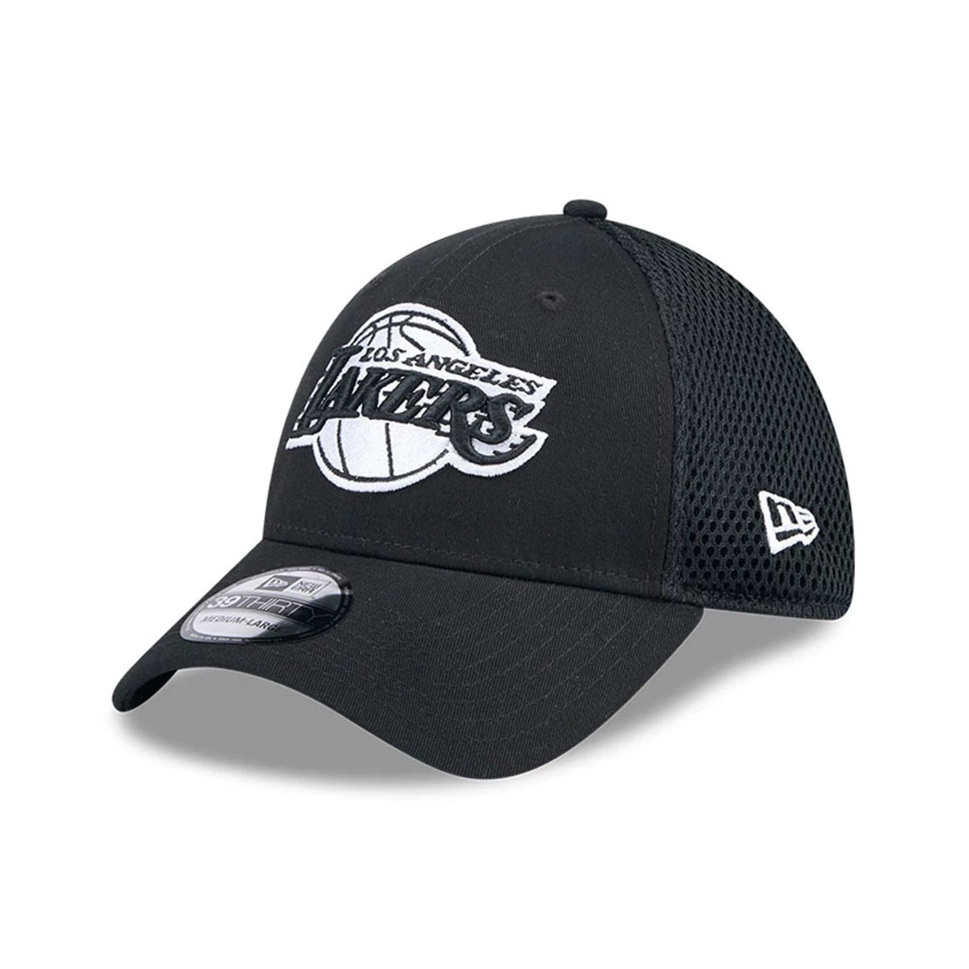 Pictured is this NBA Evergreen Neo LA Lakers 39THIRTY Stretch Fit cap in black. 1