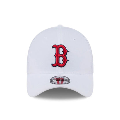 Pictured is this MLB Evergreen Boston Red Sox 39THIRTY Stretch Fit cap in white. 2