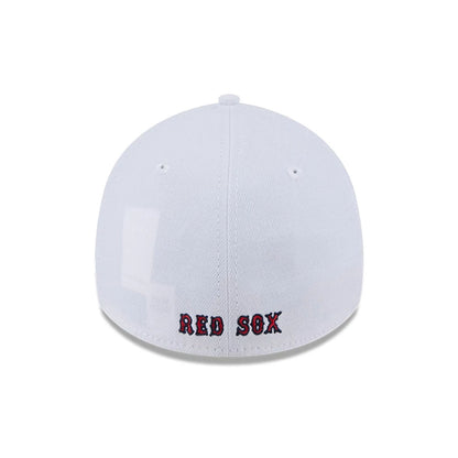 Pictured is this MLB Evergreen Boston Red Sox 39THIRTY Stretch Fit cap in white. 4