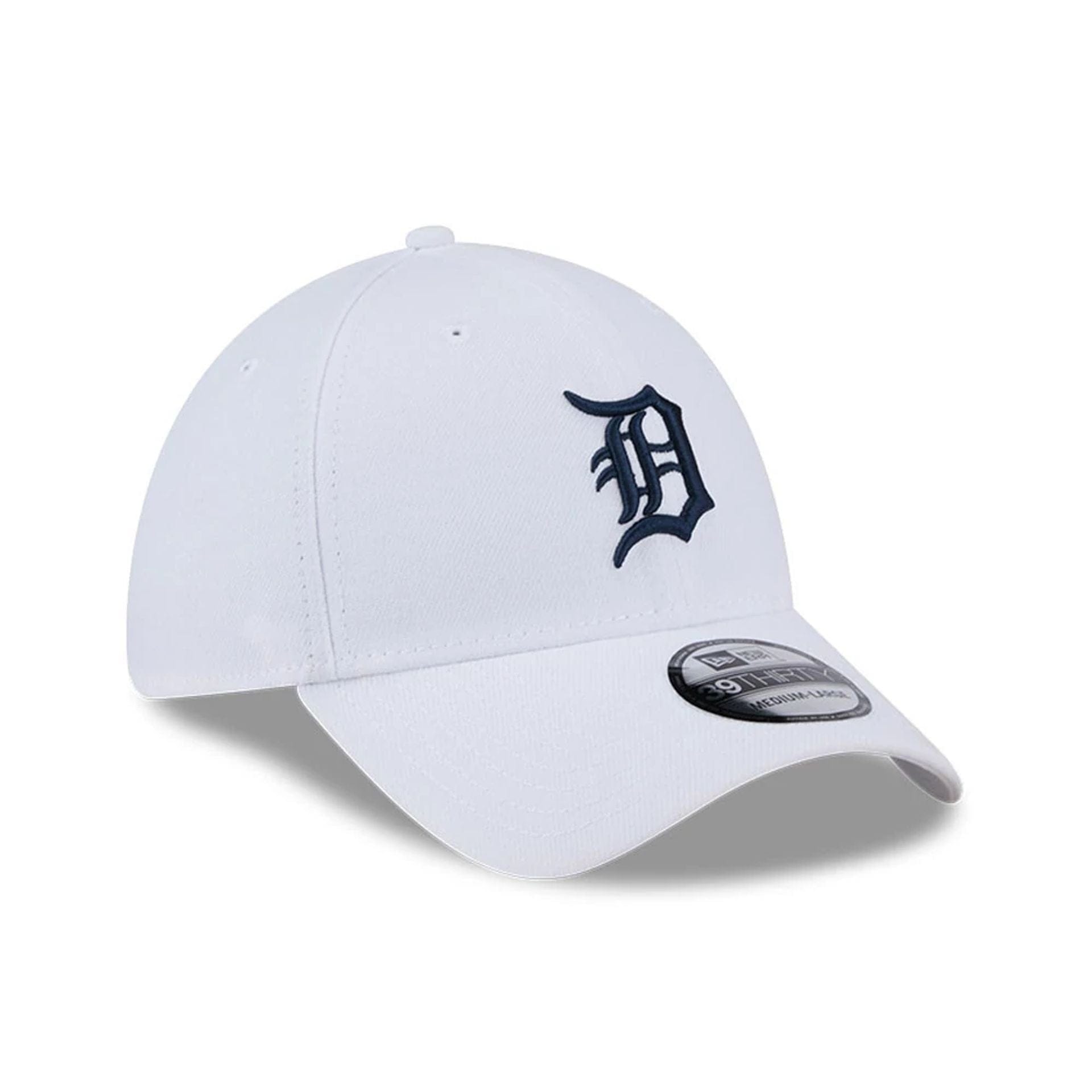 Pictured is this MLB Evergreen Detroit Tigers 39THIRTY Stretch Fit cap in white. 3