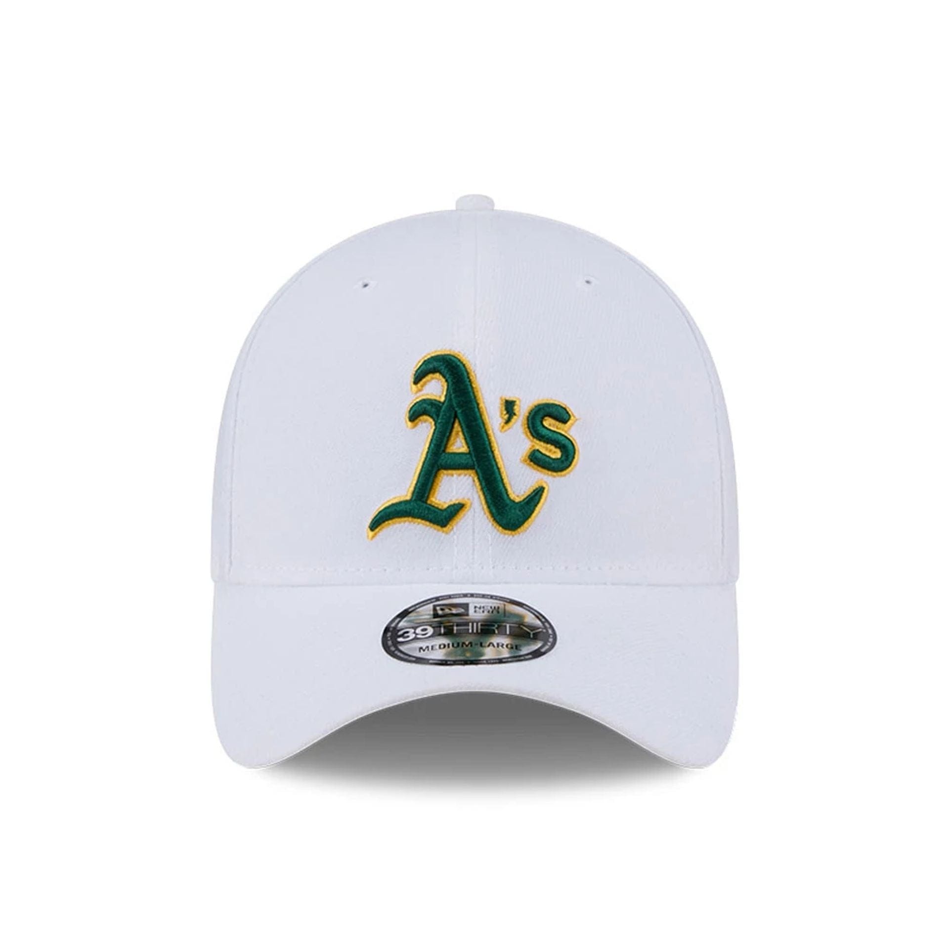 Pictured is this MLB Evergreen Athletics 39THIRTY Stretch Fit cap in white. 2