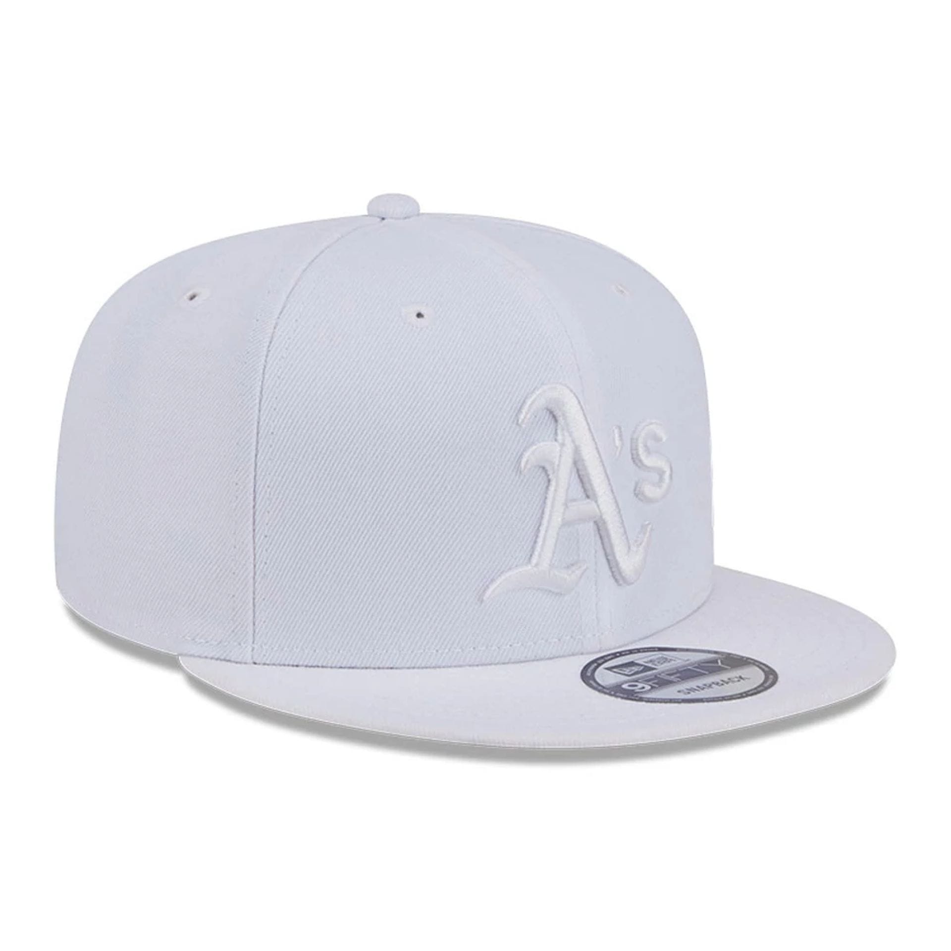 Pictured is this MLB Evergreen Athletics 9FIFTY Snapback cap in white. 4