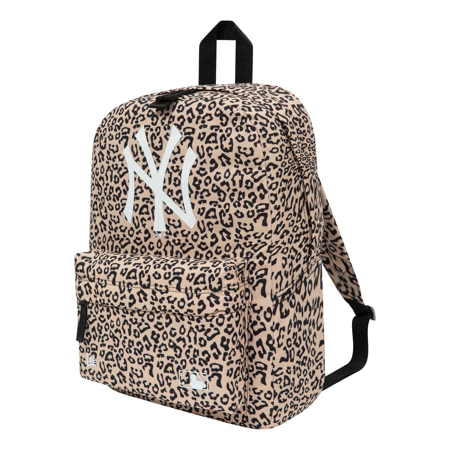 This is a New York Yankees All Over Print Light Beige Stadium Backpack 1
