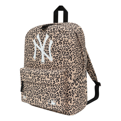 This is a New York Yankees All Over Print Light Beige Stadium Backpack 1