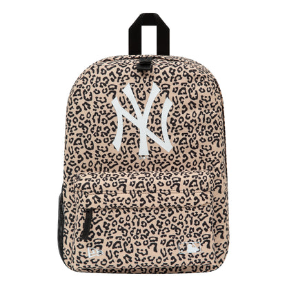This is a New York Yankees All Over Print Light Beige Stadium Backpack 2