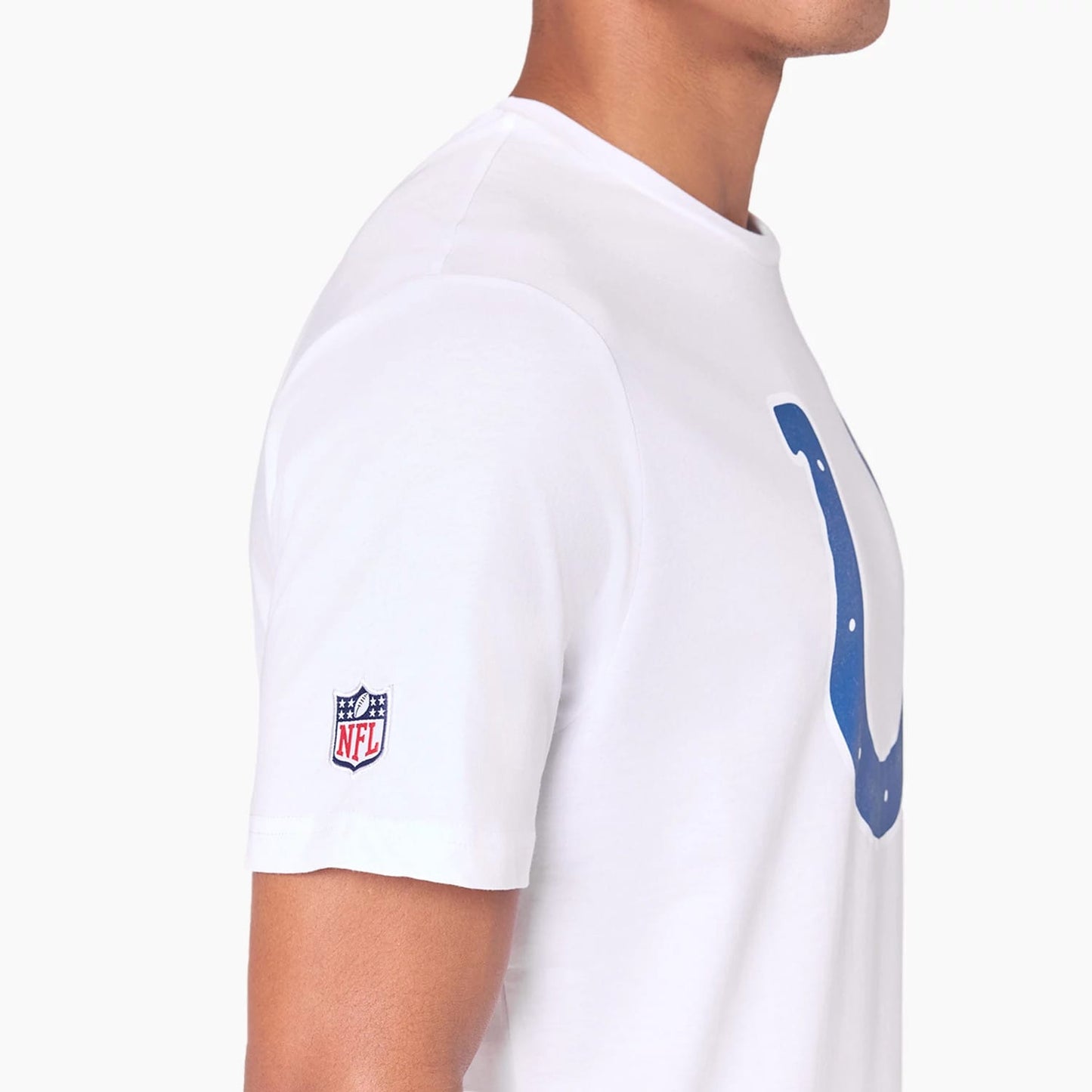 The Male model is wearing Indianapolis Colts NFL White T-Shirt 3