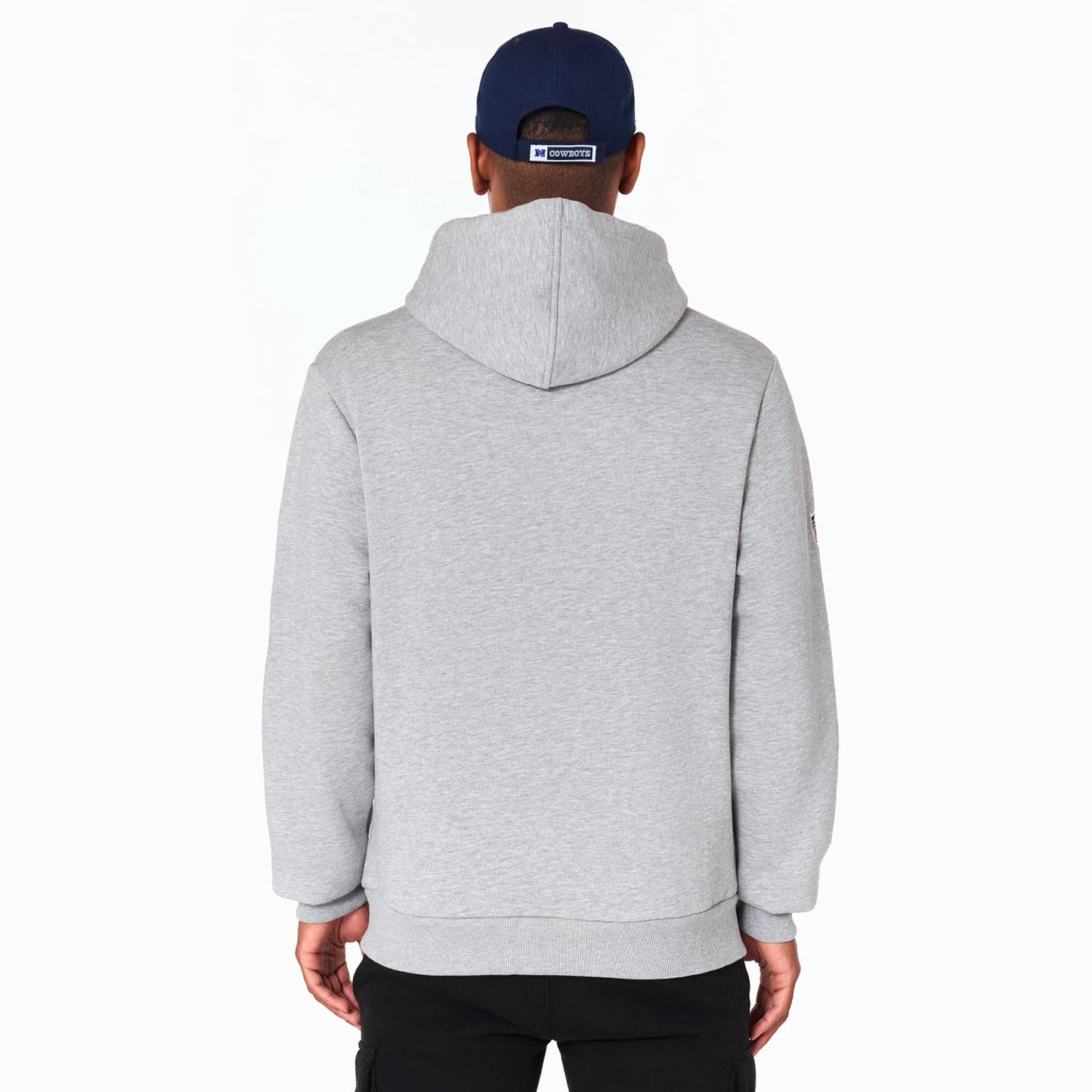 The Male model is wearing Dallas Cowboys NFL Grey Pullover Hoodie 2