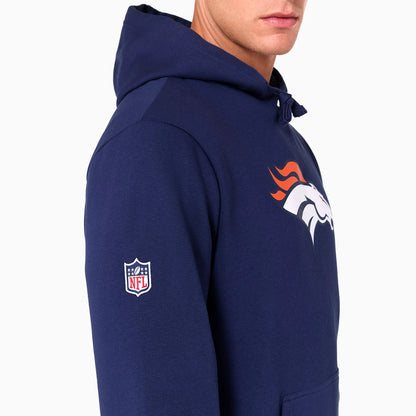The Male model is wearing Denver Broncos NFL Navy Pullover Hoodie 5