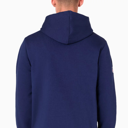 The Male model is wearing Denver Broncos NFL Navy Pullover Hoodie 6