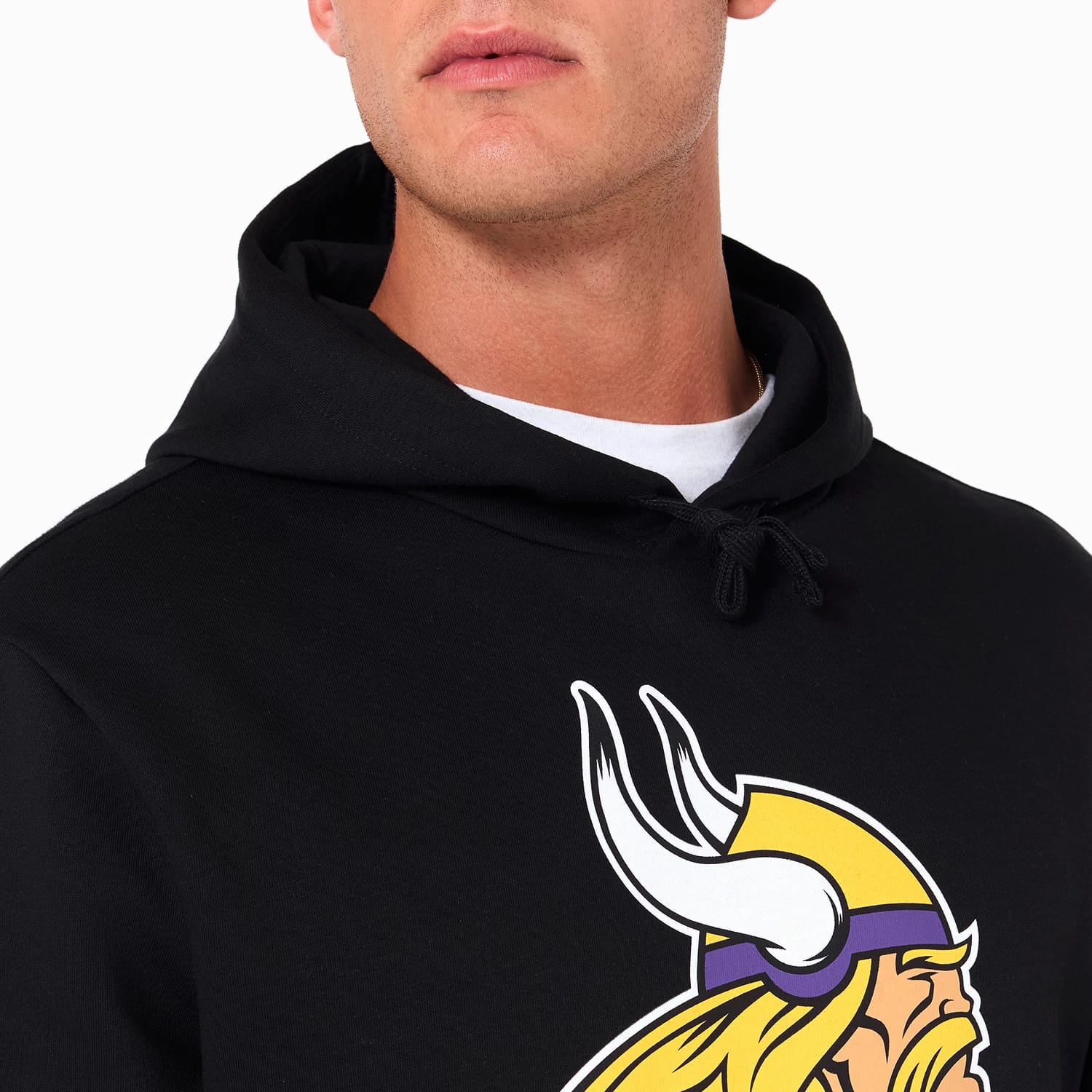 The Male model is wearing Minnesota Vikings NFL Black Pullover Hoodie 3