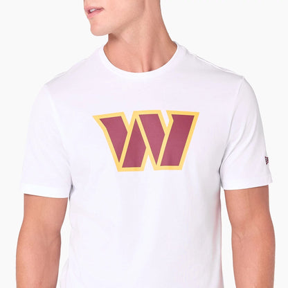 The Male model is wearing Washington Commanders NFL White T-Shirt 2