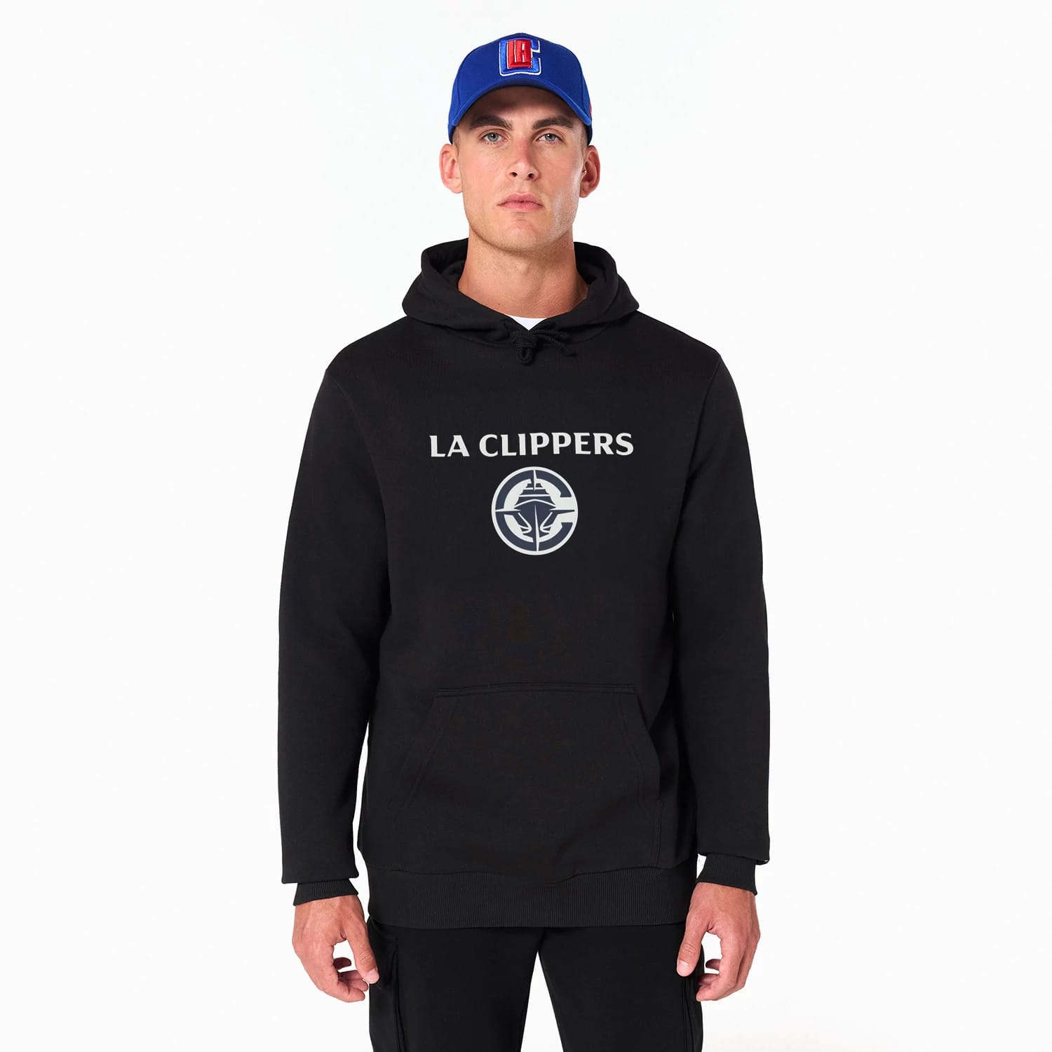 The Male model is wearing LA Clippers NBA Black Pullover Hoodie 1