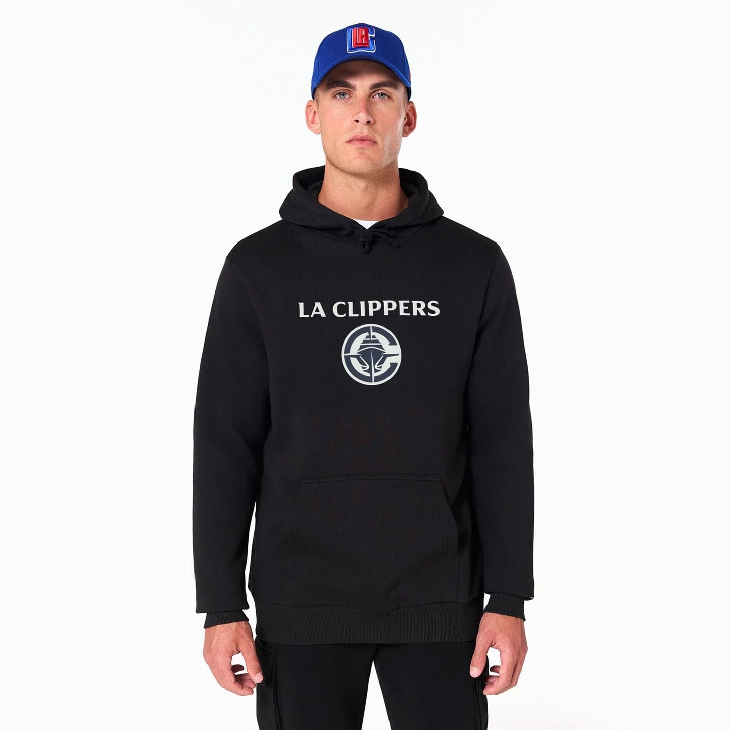 The Male model is wearing LA Clippers NBA Black Pullover Hoodie 1