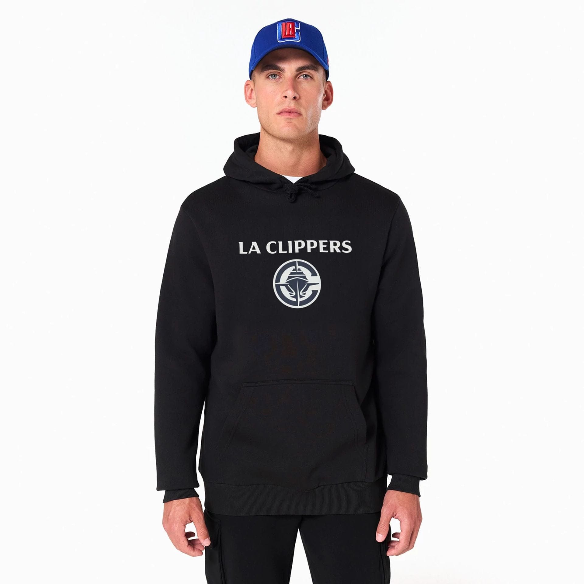 The Male model is wearing LA Clippers NBA Black Pullover Hoodie 1