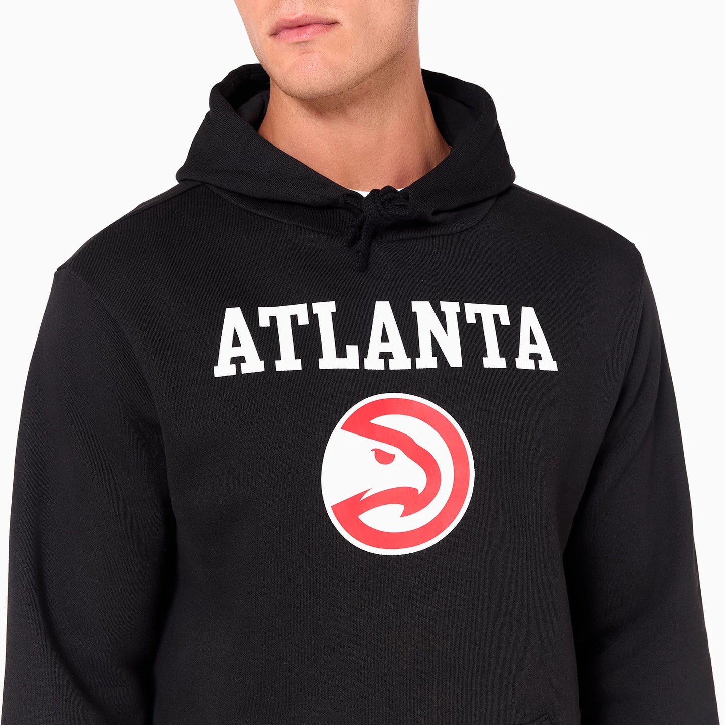 The Male model is wearing Atlanta Hawks NBA Black Pullover Hoodie 7