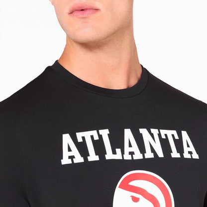 The Male model is wearing Atlanta Hawks NBA Black T-Shirt 3