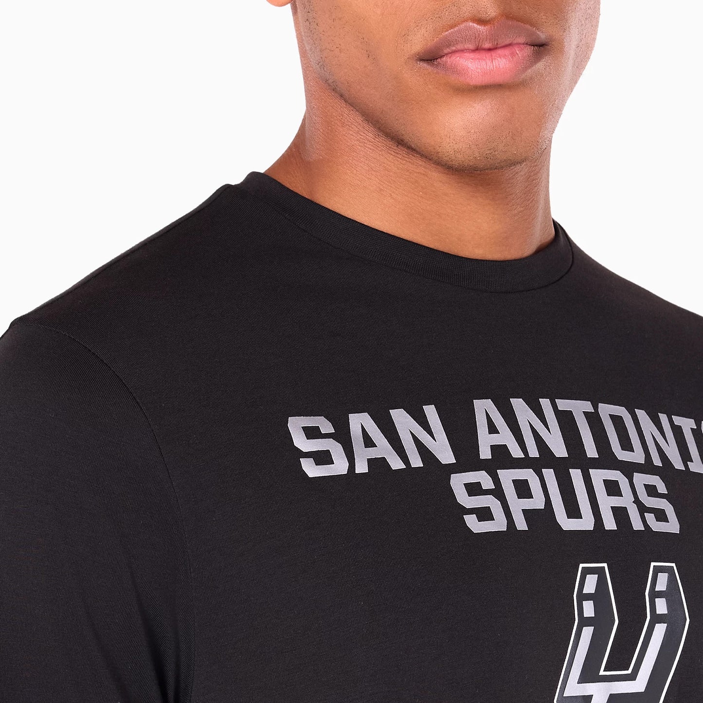 The Male model is wearing San Antonio Spurs NBA Black T-Shirt 3