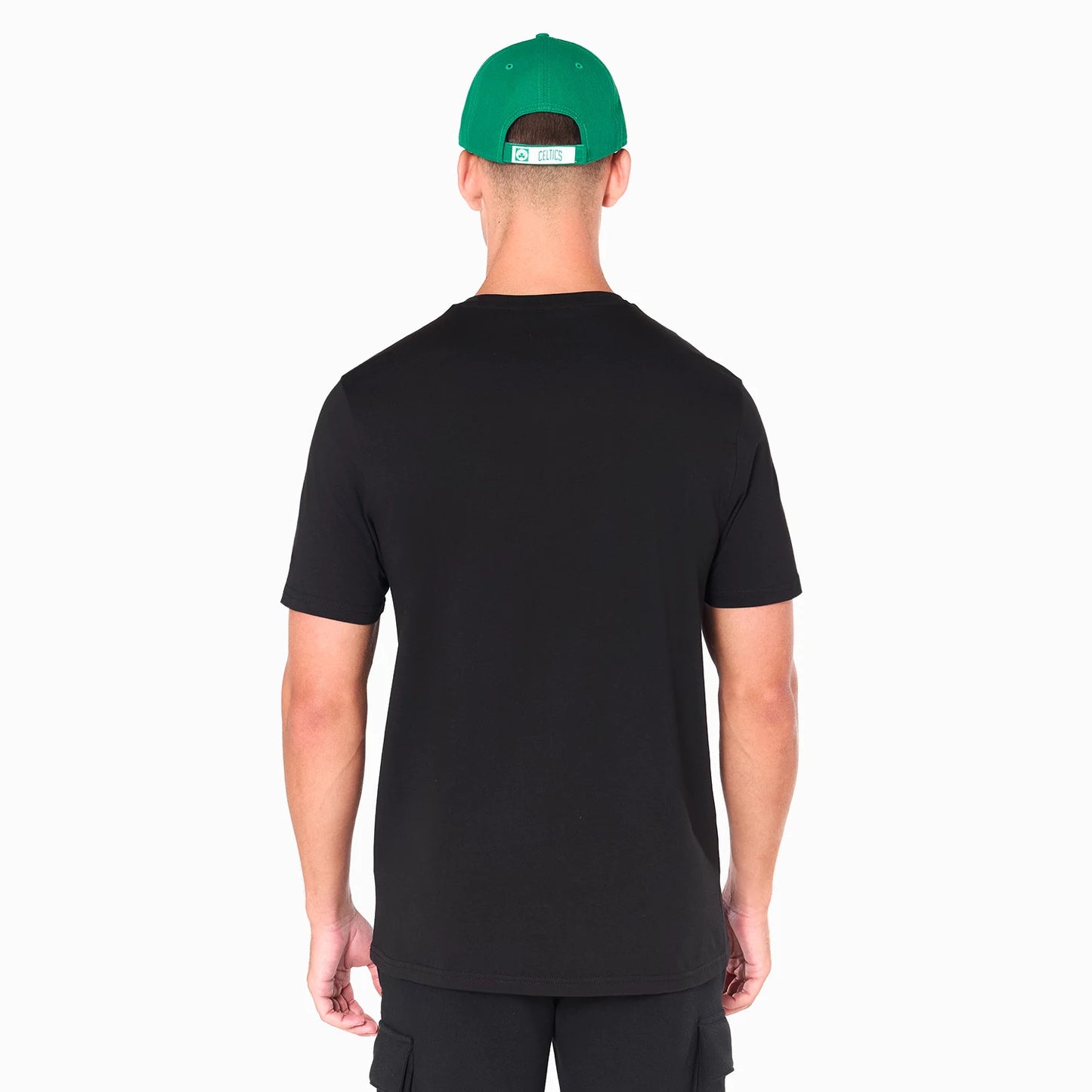 The Male model is wearing Boston Celtics NBA Black T-Shirt 7