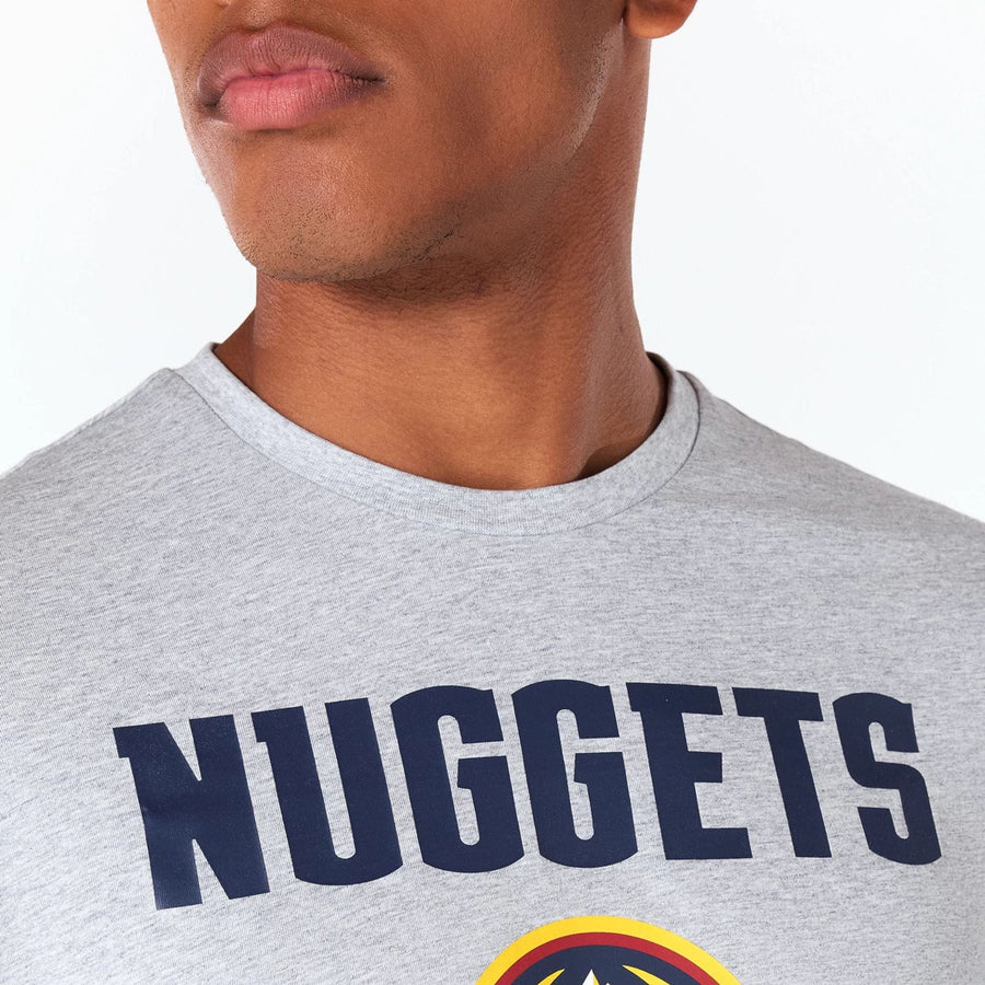 The Male model is wearing Denver Nuggets NBA Grey T-Shirt 3
