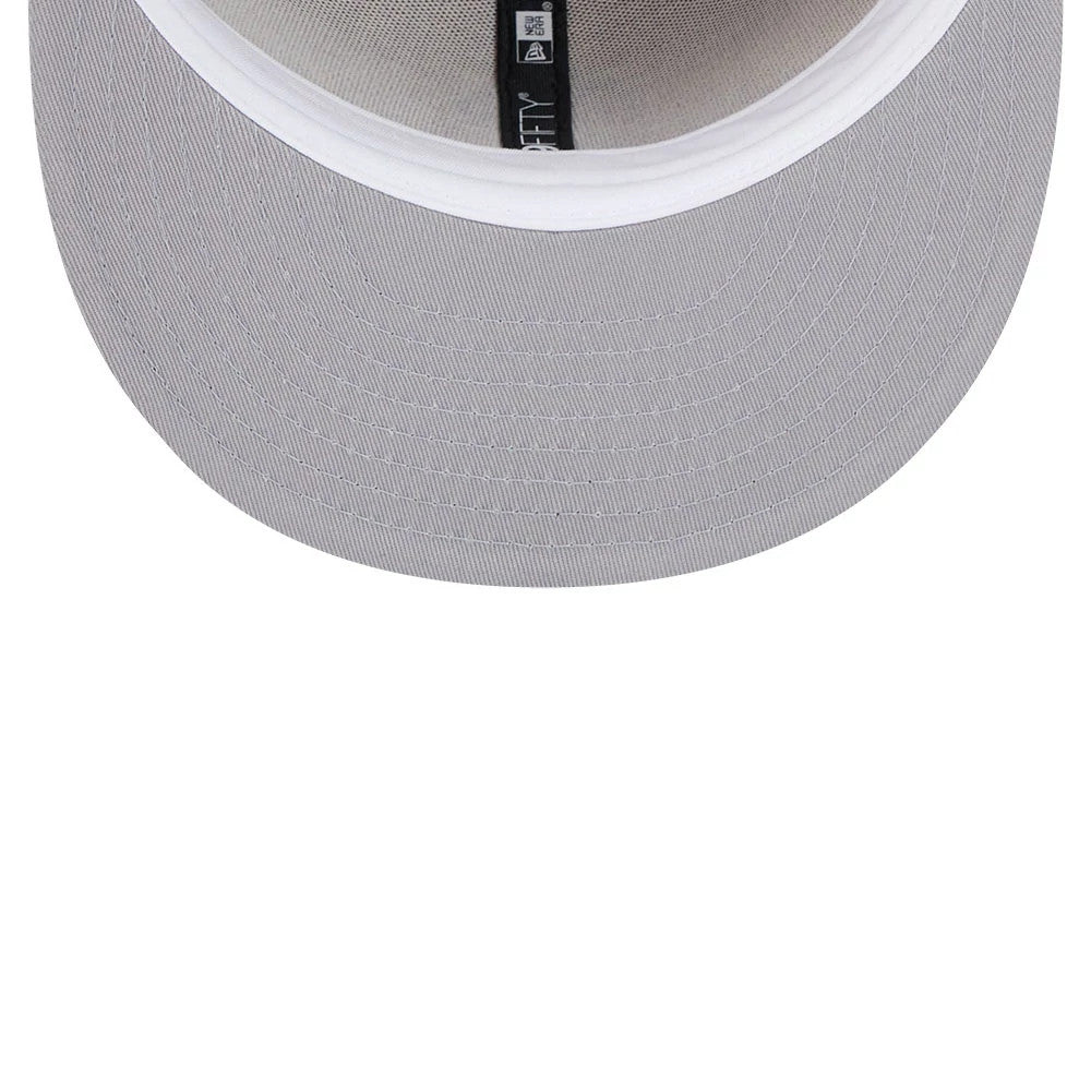Pictured is this MLB Evergreen Boston Red Sox 59FIFTY Fitted cap in light beige. 2