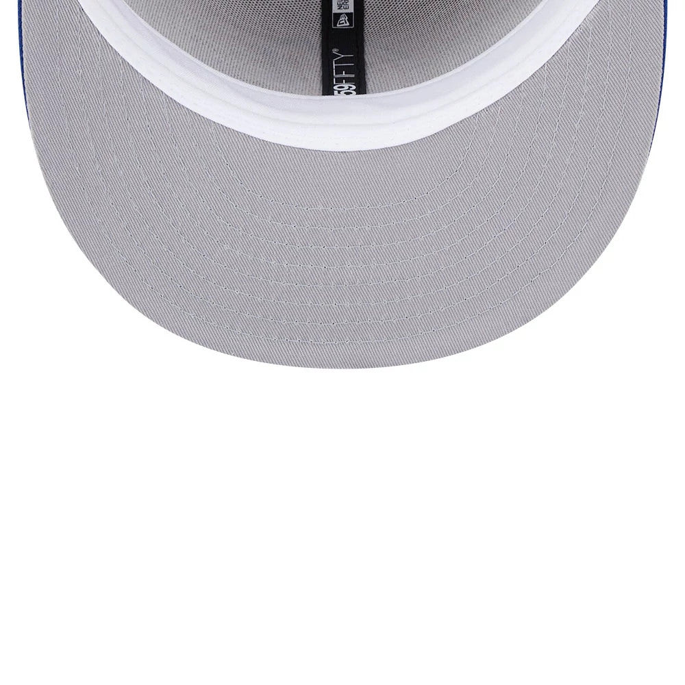 Pictured is this MLB Evergreen Atlanta Braves 59FIFTY Fitted cap in light beige. 2