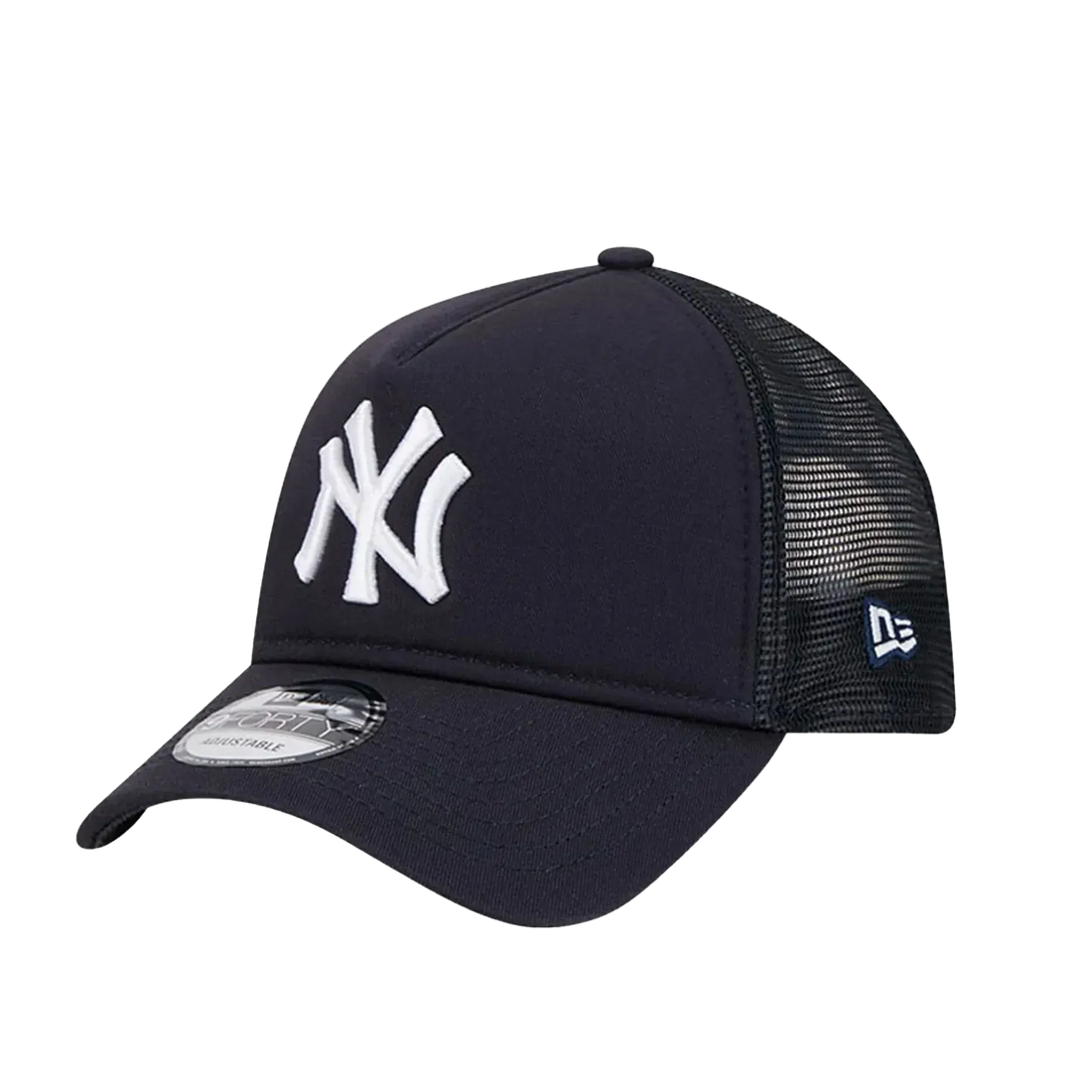 Navy new york yankees a-frame trucker cap with a mesh back