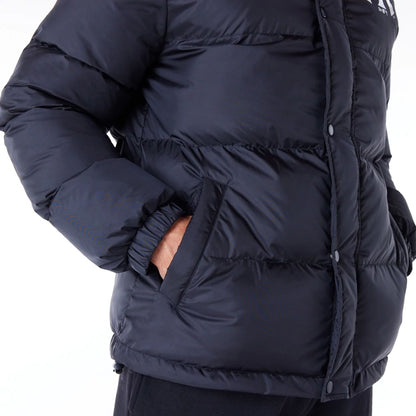 The Male model is wearing New York Yankees MLB Black Nylon Puffer Jacket  7