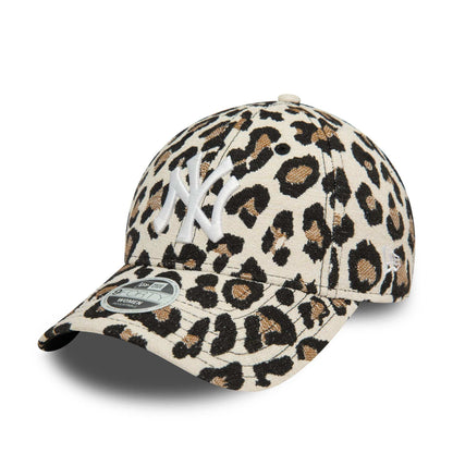 This is a New York Yankees Womens Leopard Cream 9FORTY Adjustable Cap 1