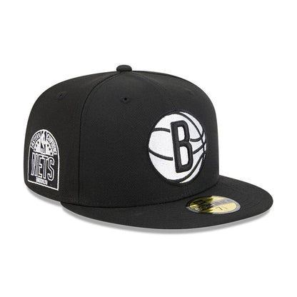Pictured is this NBA Evergreen Brooklyn Nets 59FIFTY Fitted cap in black. 1