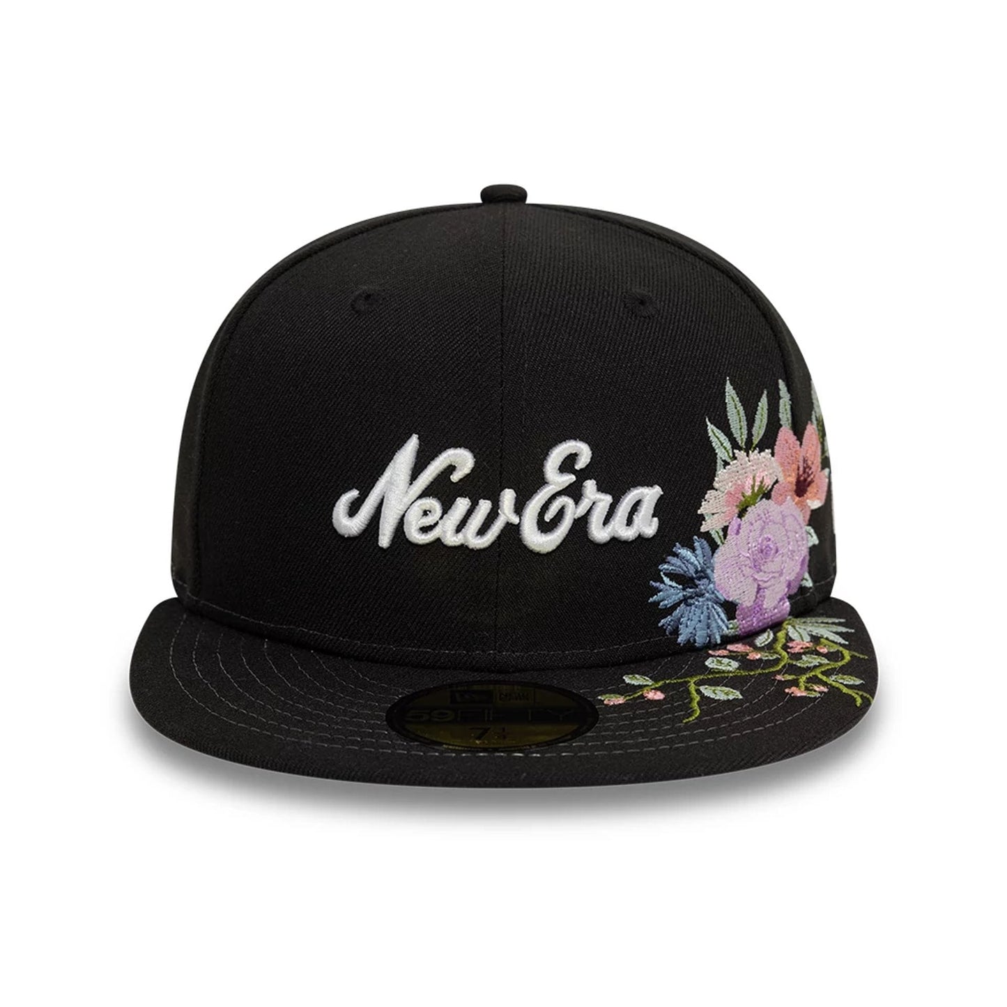 Pictured is this New Era Floral Emblem Black 59FIFTY Fitted Cap 3