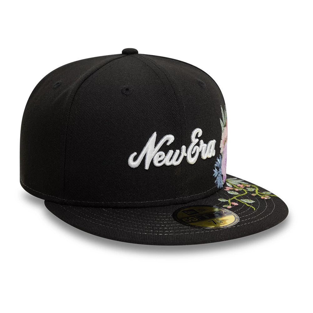 Pictured is this New Era Floral Emblem Black 59FIFTY Fitted Cap 4