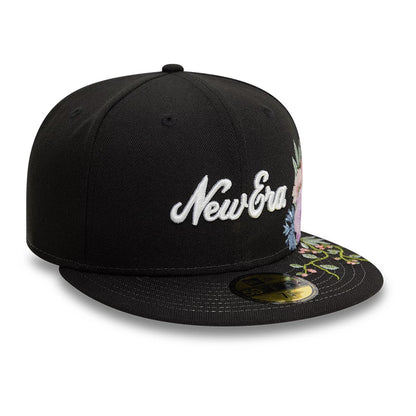 Pictured is this New Era Floral Emblem Black 59FIFTY Fitted Cap 4