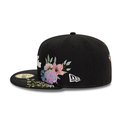 Pictured is this New Era Floral Emblem Black 59FIFTY Fitted Cap 6