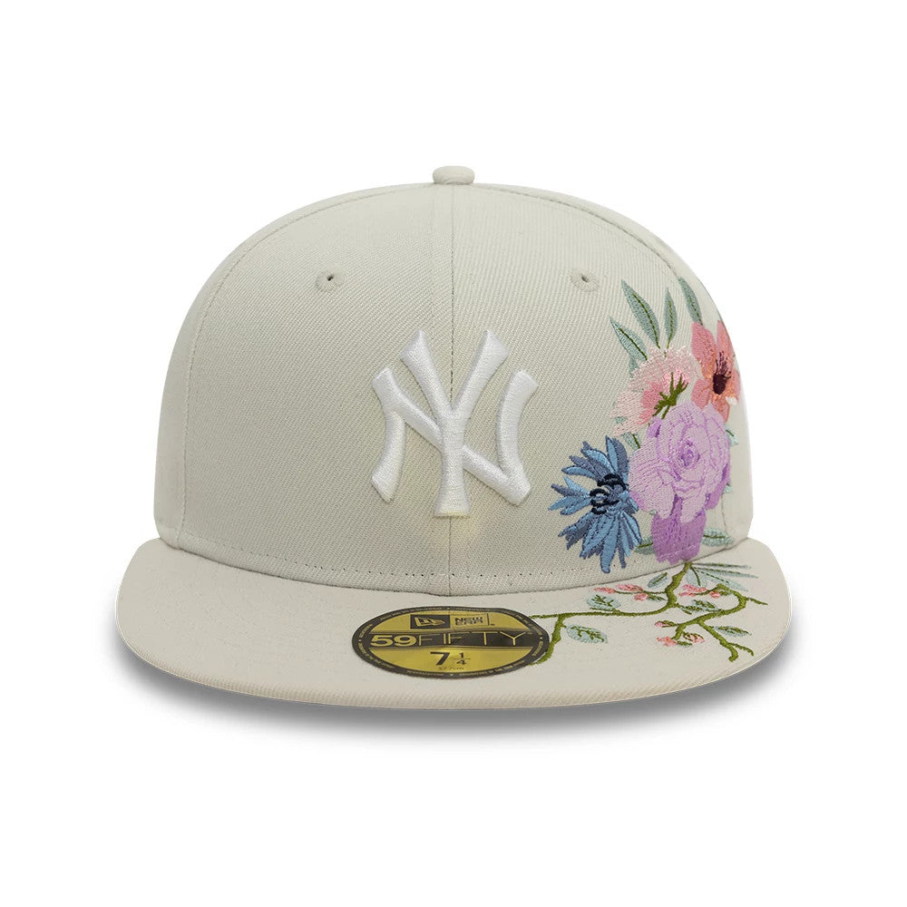 Pictured is this New York Yankees MLB Floral Light Beige 59FIFTY Fitted Cap 3