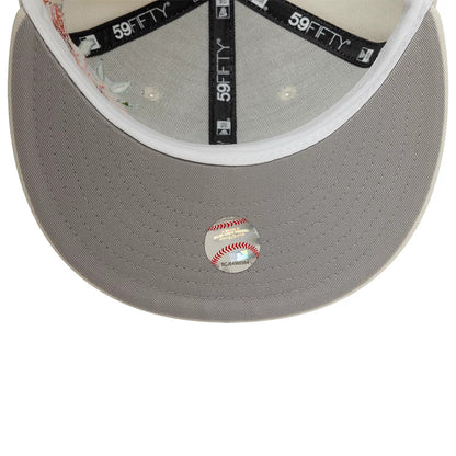 Pictured is this New York Yankees MLB Floral Light Beige 59FIFTY Fitted Cap 5