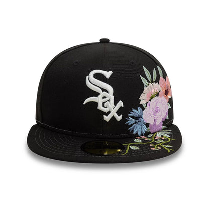 Pictured is this Chicago White Sox MLB Floral Black 59FIFTY Fitted Cap 3