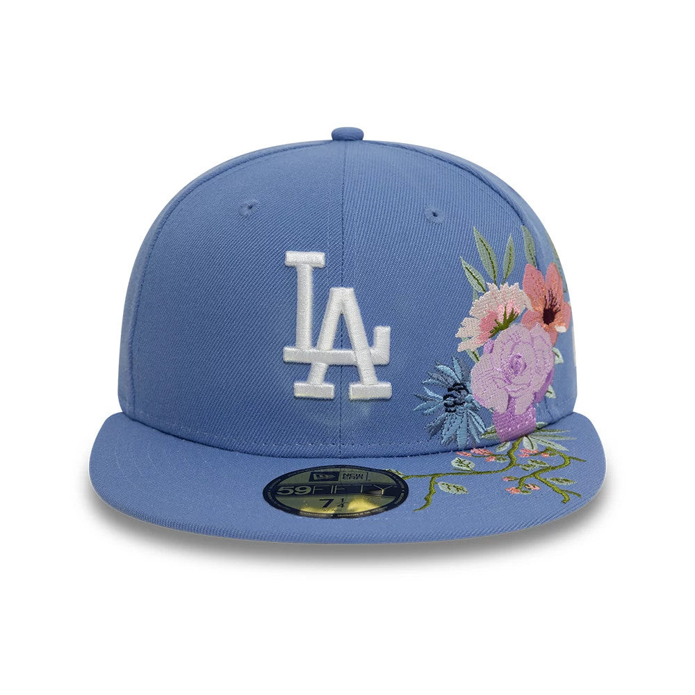 Pictured is this LA Dodgers MLB Floral Blue 59FIFTY Fitted Cap 3