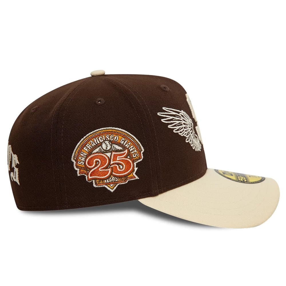 Pictured is this San Francisco Giants MLB Team Wings Dark Brown 59FIFTY Fitted Cap 6